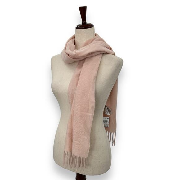 NEW Style & Co Light Pink Fringe Scarf Oblong Rectangle Solid Knit Warm & Cozy - Picture 7 of 14